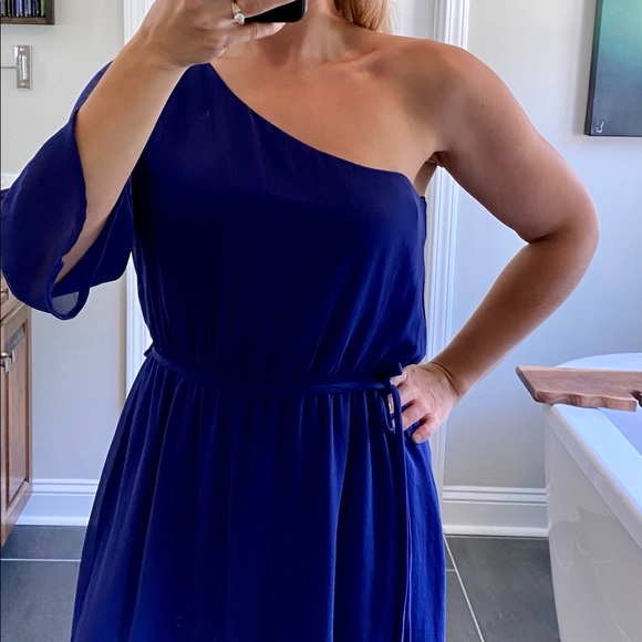 One Shoulder Deep Purple Dress - Picture 2 of 5